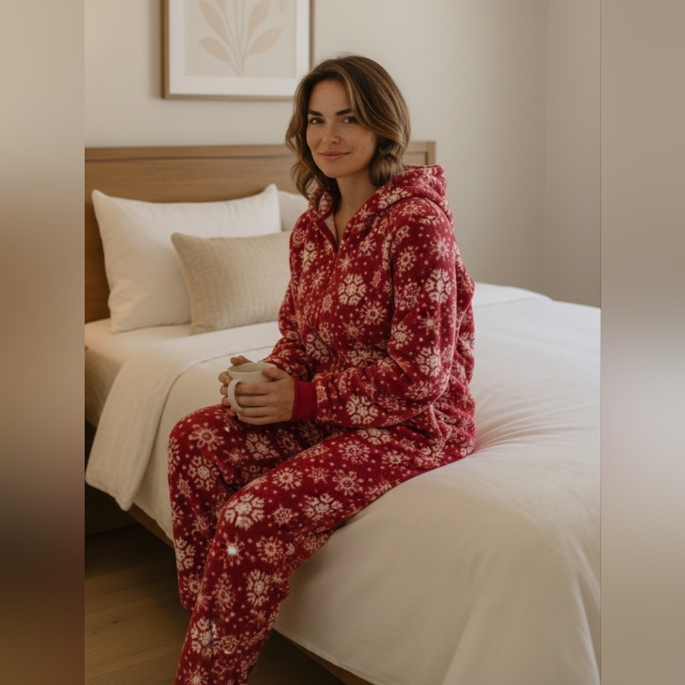 ❄️SALE! Red Snowflake Women's Onesie Pajamas by Alexander Del Rossa
